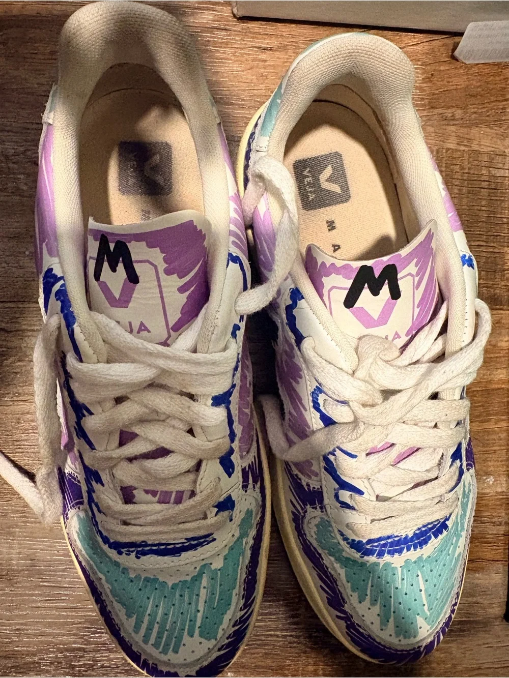 Marni VEJA women’s Sneakers in Purple, Teal & Cream with Black Accents